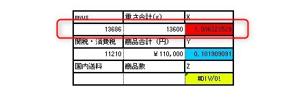 国際送料を計算ボックスに落とし込む